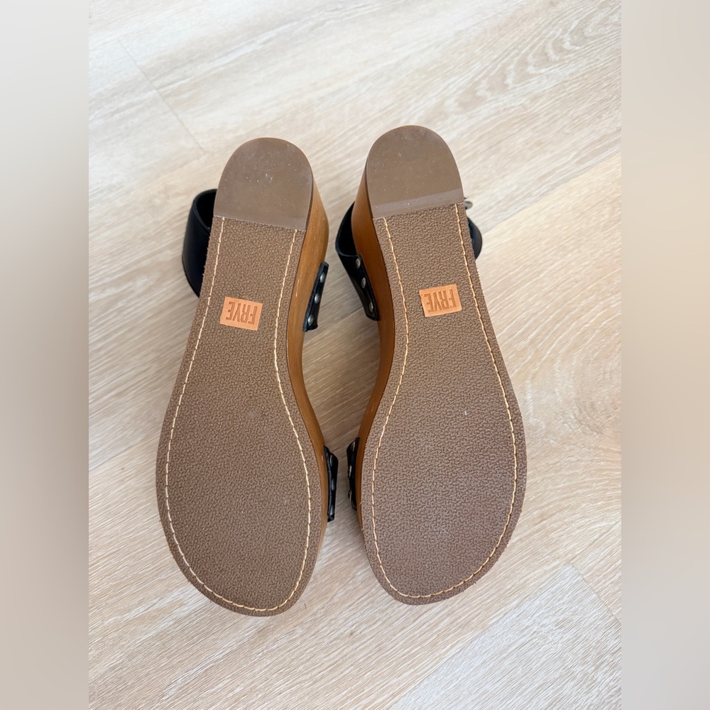 Frye Alva Flatform Wood Wedge Sandals Leather Platform Ankle Strap Women’s 9.5 - Picture 7 of 8